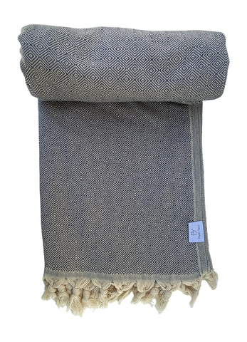 Diamond Turkish Throw (Charcoal)