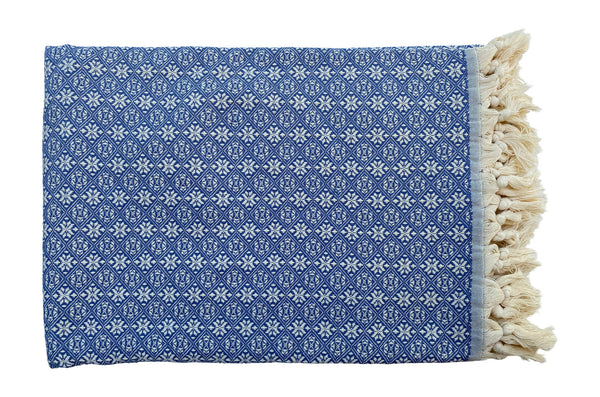 The Grandeur Turkish Throw - French Textured Pattern Design (Royal Blue)