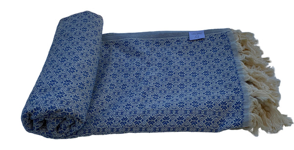 The Grandeur Turkish Throw - French Textured Pattern Design (Royal Blue)