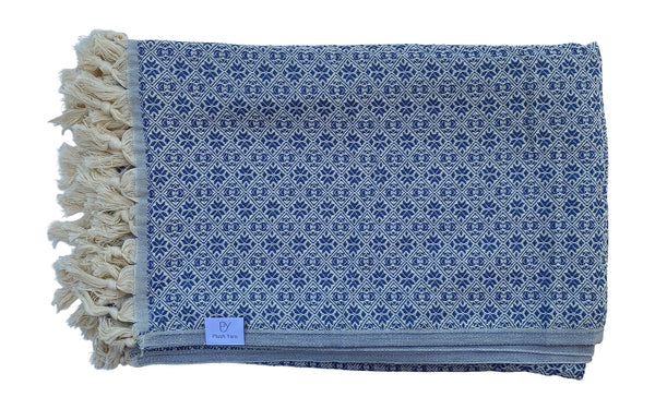 The Grandeur Turkish Throw - French Textured Pattern Design (Royal Blue)