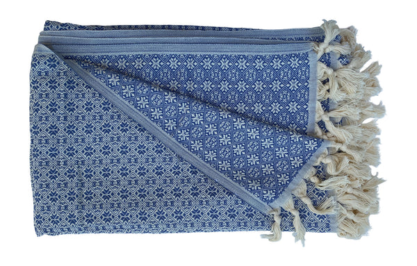The Grandeur Turkish Throw - French Textured Pattern Design (Royal Blue)
