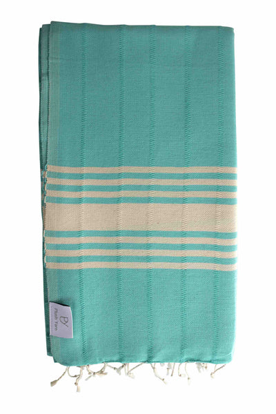 Plush Yarn Regal Peshtemal Turkish Made Bath / Beach Towel, 100% Authentic Premium Turkish Cotton 100cm x 175cm (Mint)