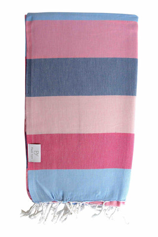 Plush Yarn Rainbow Peshtemal Turkish Made Bath / Beach Towel, 100% Authentic Premium Turkish Cotton 100cm x 180cm (Candy)