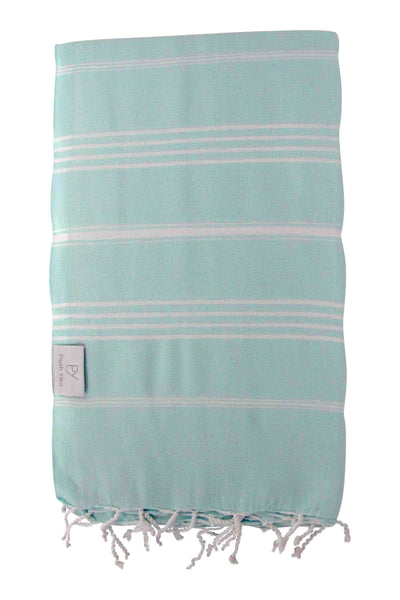 Plush Yarn Classic Peshtemal Turkish Made Bath / Beach Towel, 100% Authentic Premium Turkish Cotton 100cm x 180cm (Mint)