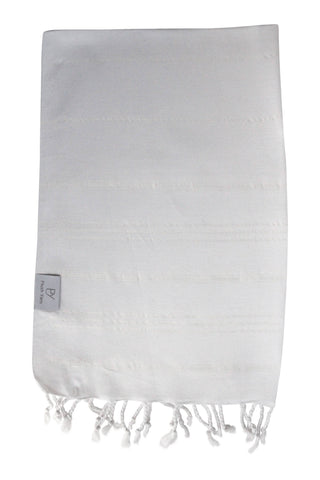 Plush Yarn Baby Toddler Peshtemal Turkish Made Bath / Beach Towel, 100% Authentic Premium Turkish Cotton 60cm x 90cm (White)