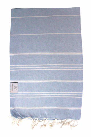 Plush Yarn Baby Toddler Peshtemal Turkish Made Bath / Beach Towel, 100% Authentic Premium Turkish Cotton 60cm x 90cm (Light Blue)
